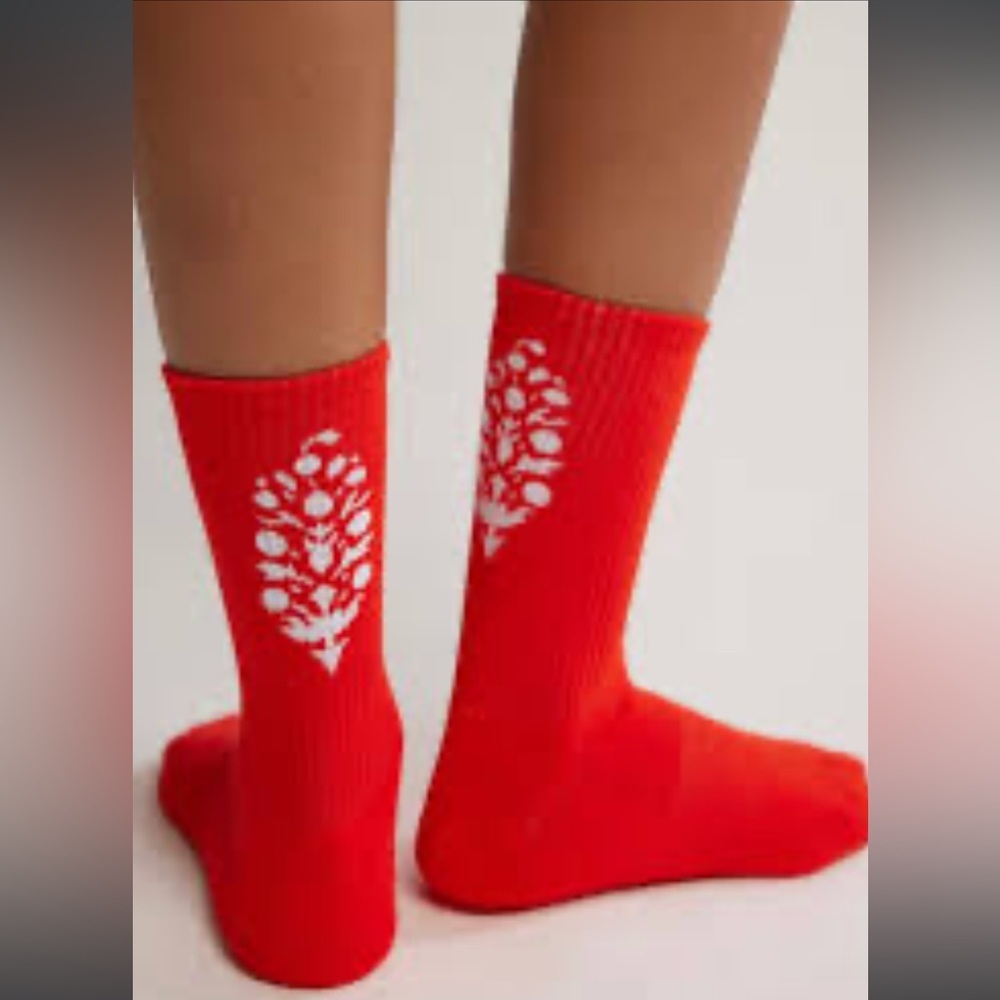 FP Movement Last Lap Tube Sock with Buti Logo One Size in Tomato Red NWT
